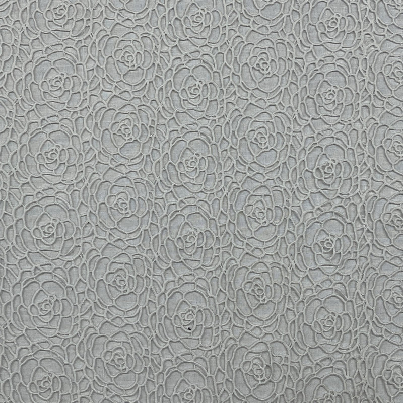 All Over Rose Guipure French Venice Lace Fabric, Cream