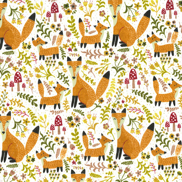 Foxes Woodland Polycotton Craft Fabric