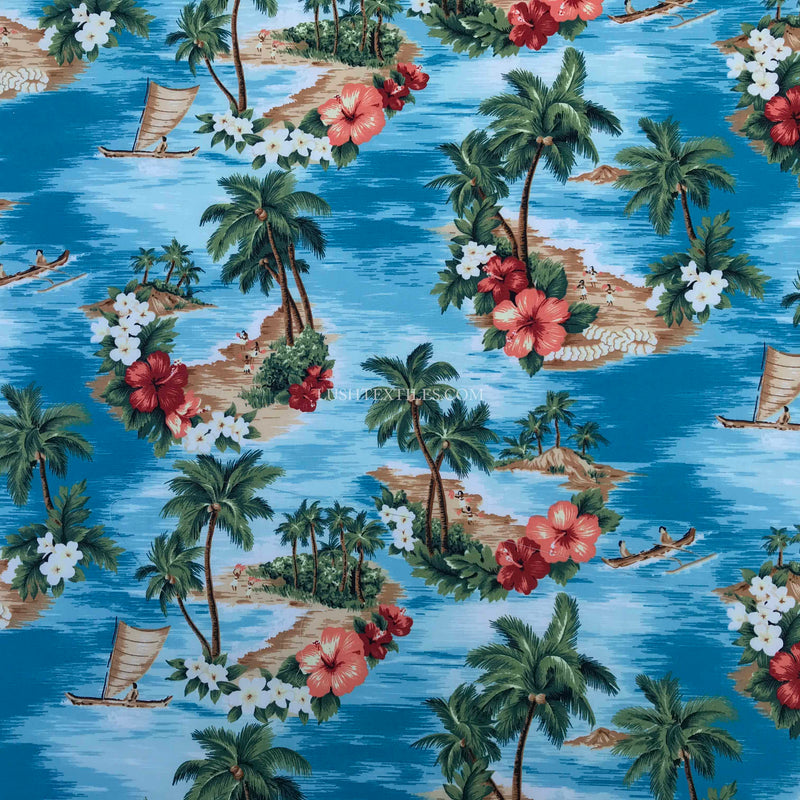 Aloha Hawaii Island Print Rose & Hubble Cotton Fabric