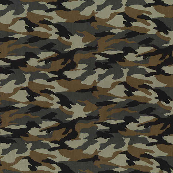 Army Camouflage Print Rose & Hubble Cotton Poplin Fabric