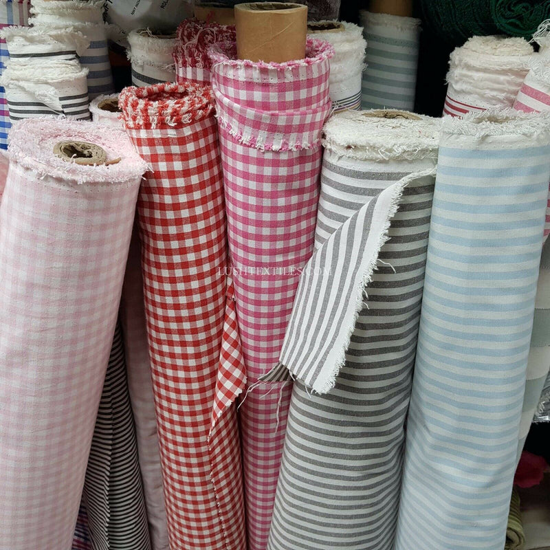 English Gingham COTTON Fabric Checks Ticking Stripes Balmoral Curtain Upholstery