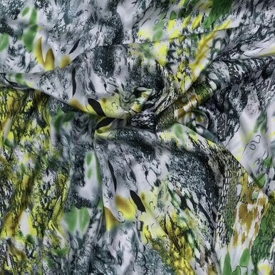 Animal Skin Print Satin, Yellow/Green