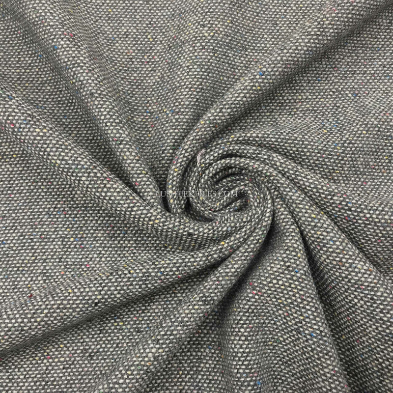 Donegal Tweed Wool Blend Fabric, Silver/Grey