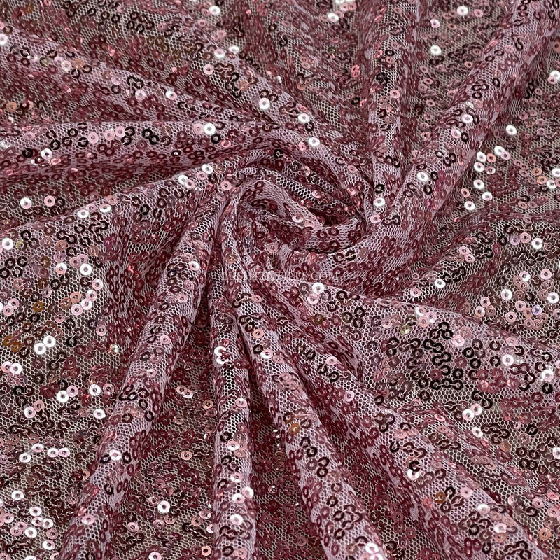 Bling Sequins Net Fabric, Rose Pink