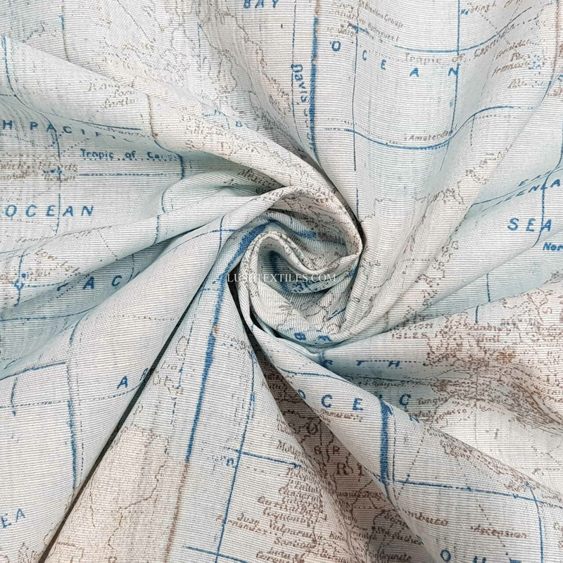 Atlantic Ocean Map Print Craft Fabric