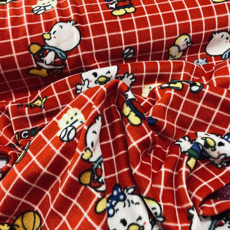 D.D. Duck Printed Polar Fleece Fabric, Red