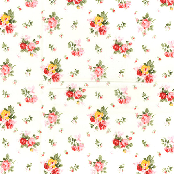 Bouquet Floral Flowers Rose & Hubble Cotton Poplin Fabric