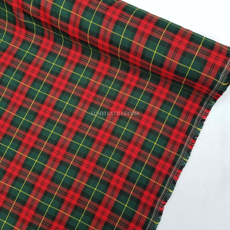 Christmas Check Red/Green Yellow Watch Tartan Dress Viscose Patchwork FABRIC