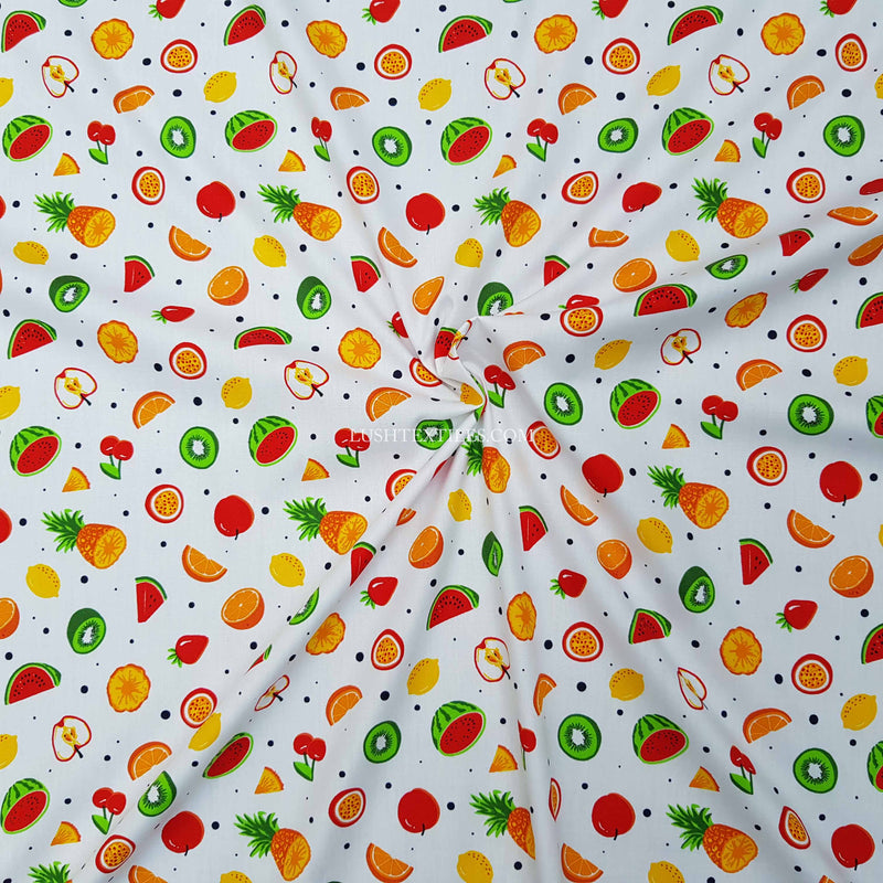 Exotic Fruits Print Rose & Hubble Cotton Poplin Fabric