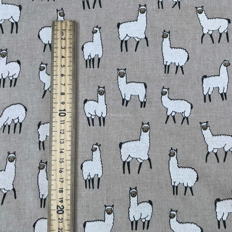 Alpacas Digital Print Linen Cotton Fabric