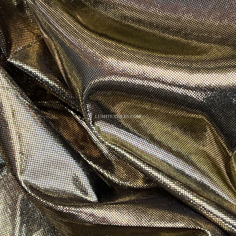 Computer Foil Shiny Dress Fabric, Gold/Black