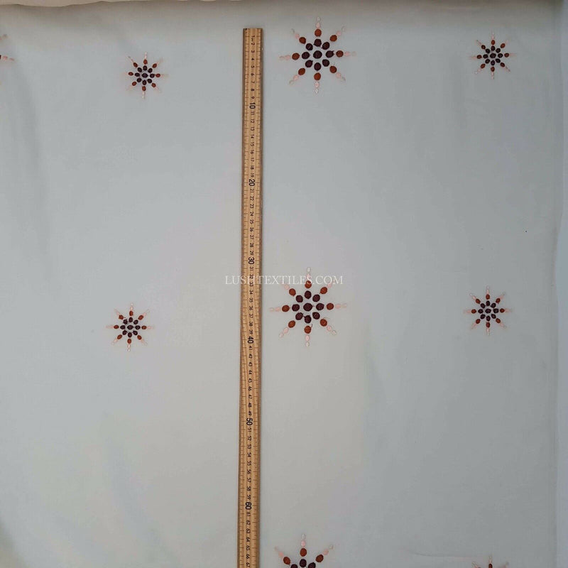 Cream STARBUZZ Embroidered Voile Fabric Window Net Curtains Swags & tails