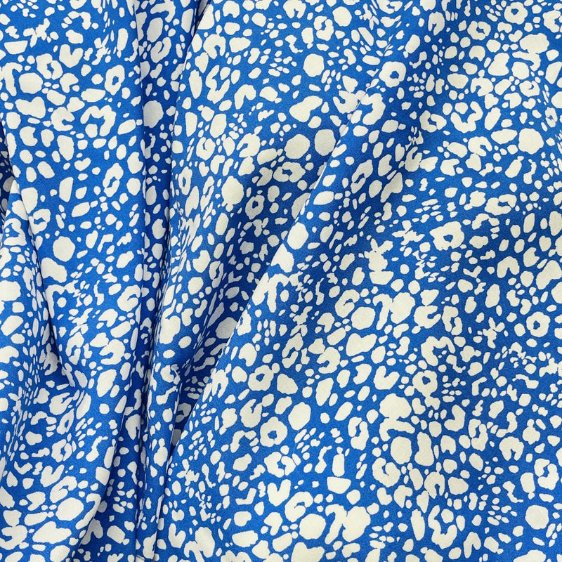 Floral Abstract Designer Viscose Fabric, Blue