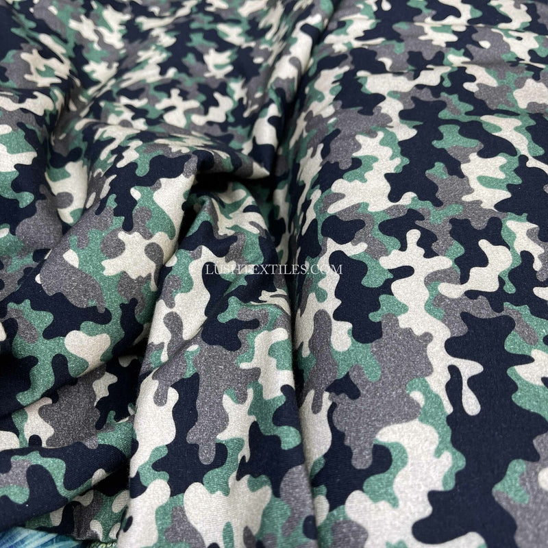 Army Camo Cotton Jersey Stretch Fabric, Jungle