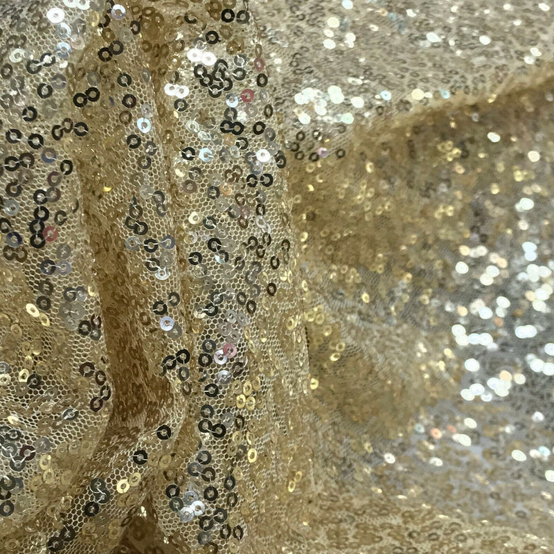 CHAMPAGNE Sequins Heavy Net Sparkling Fabric Skirt Prom Midi Dress Gypsy Wedding