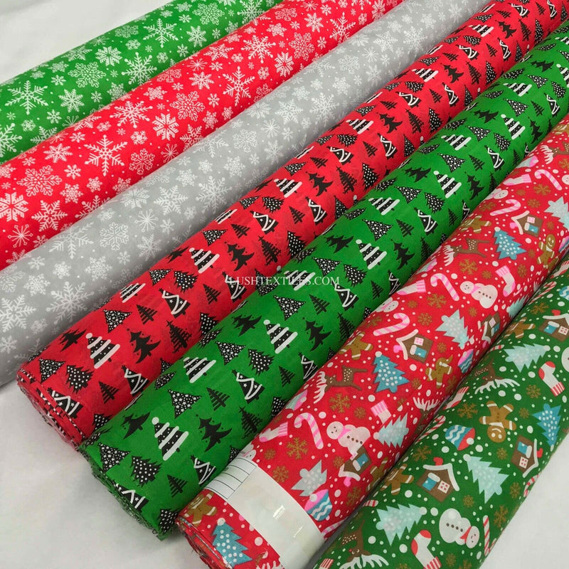 Noël polycoton tissu flocons de neige bruant robe XMAS gros Patchwork