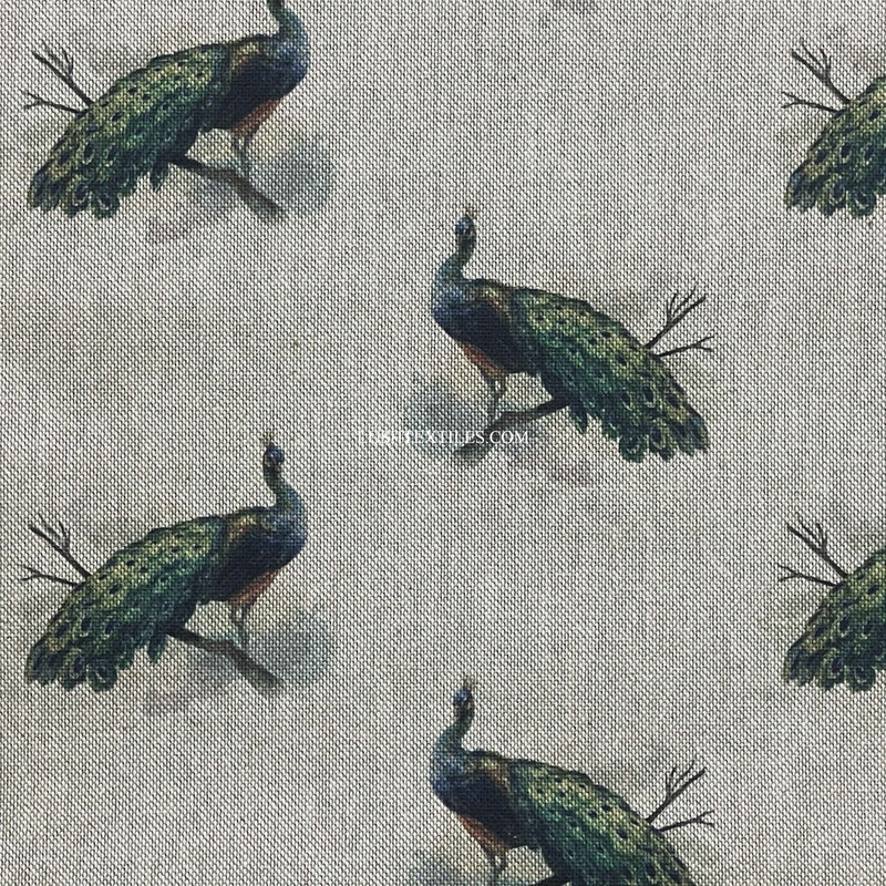 Digital Cotton Animal Linen Fabric, Peacocks