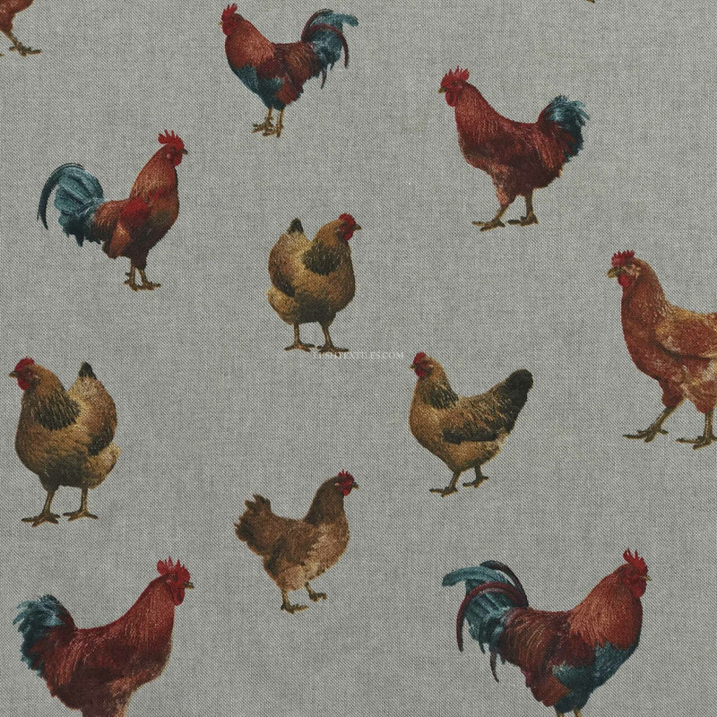 Chickens Digital Linen Cotton Fabric