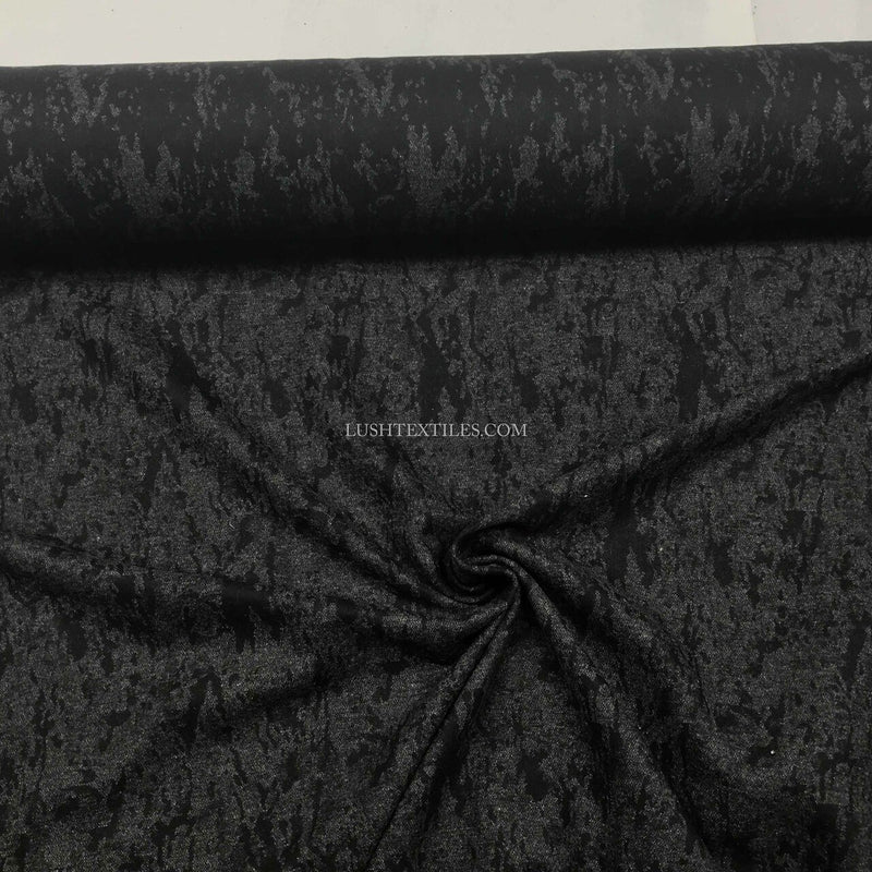 Camouflage Print Wool Blend Fabric, Black/Grey