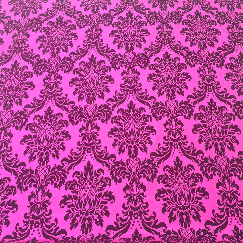 Tissu Taffetas Flock Velours Damassé Noir, Cerise