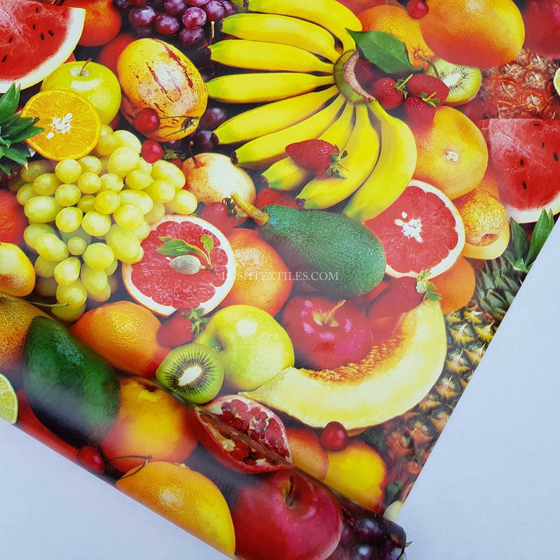 FRUITS JUICE BAR Wipe Clean PVC Vinyl Tablecloth Fabric Table Dessert Bar Cafe