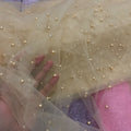 ELEGANT SOFT PEARL BEADED BRIDAL LACE FABRIC TULLE NET 60” WIDE DRESS SCARVES