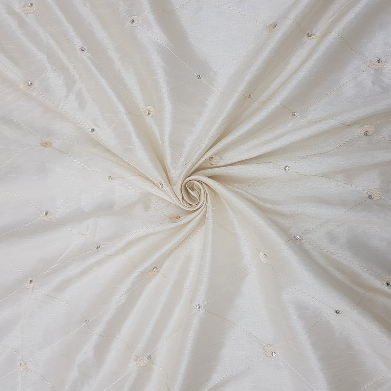 Diamante Diamond Taffeta Fabric, Cream