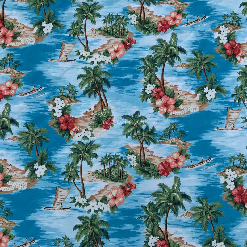 100% coton Hawaiian Palm Trees Hawaii Island Summer Dress T-Shirt Fun Fabric