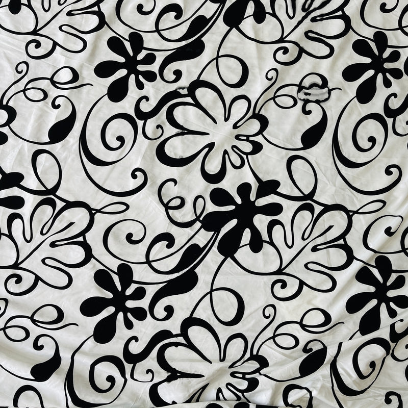 Tissu taffetas floqué velours Monaco noir, blanc