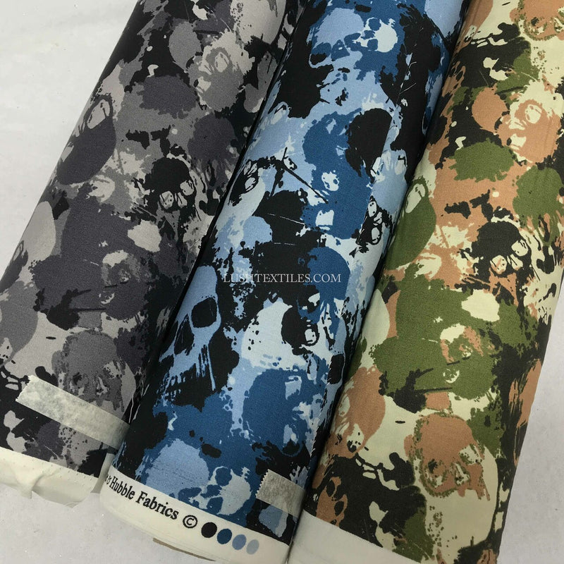 Camouflage Skulls Rose & Hubble Cotton Poplin Fabric