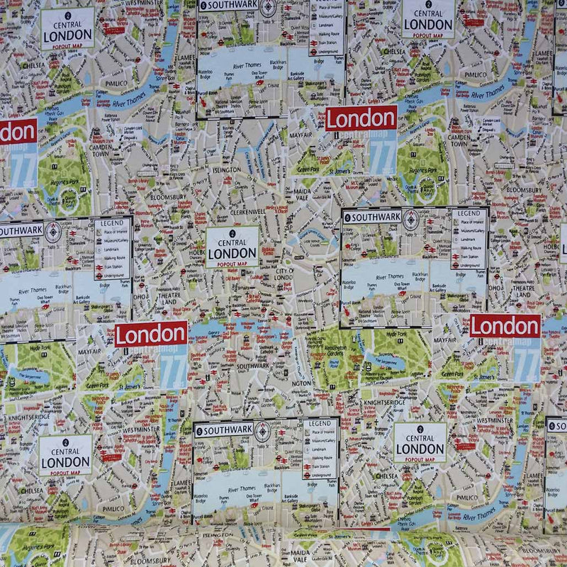 Central London Map Print Fabric