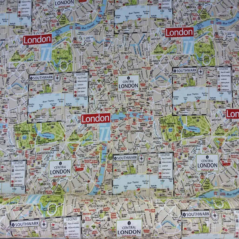 Central London Map Print Fabric