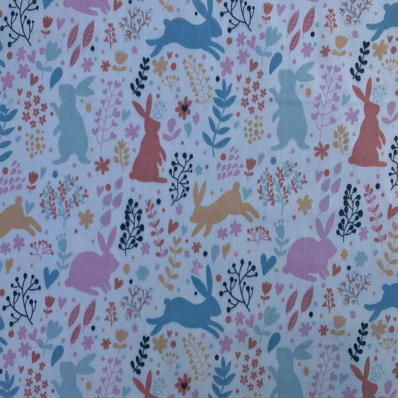 Rabbits And Hares Print Poly Cotton Craft Fabric