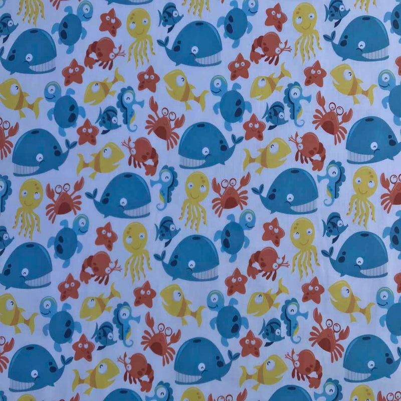 Sea Life Dolphins Print Poly Cotton Craft Fabric