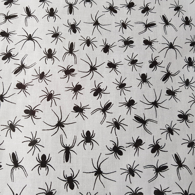 Halloween Spiders Print Polycotton Dress Costumes Fabric, Black/White