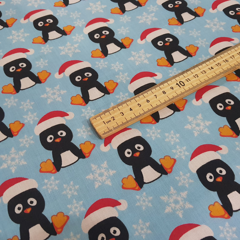 Xmas Penguins Polycotton Fabric