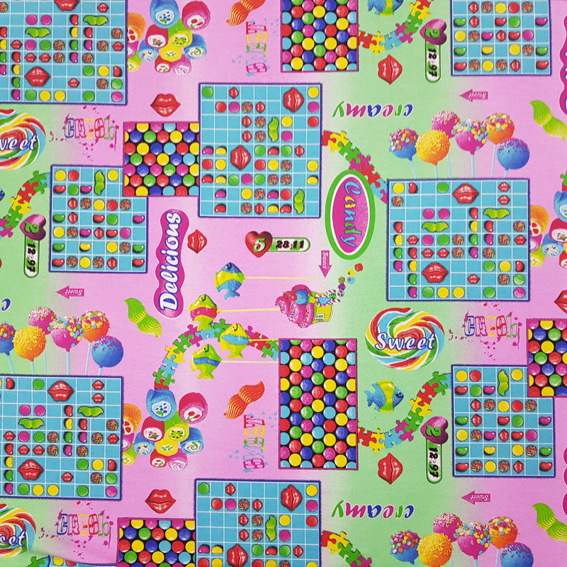 Candy Crush Sweets Print Cotton Canvas Craft Fabric