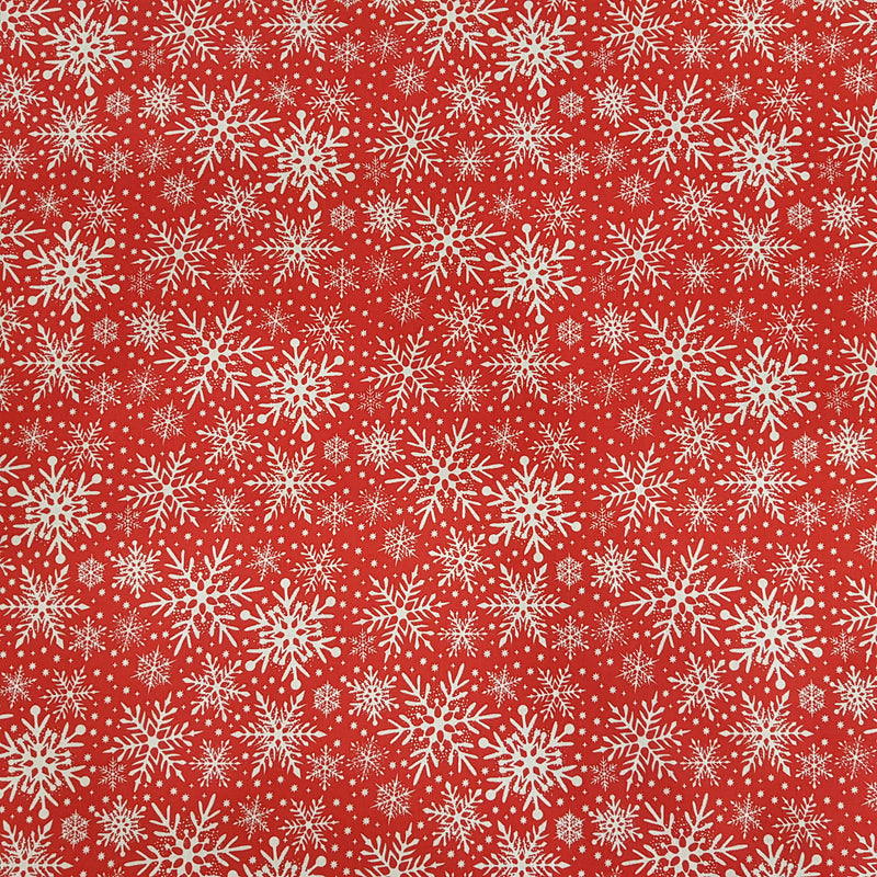 Snowflakes Xmas Polycotton Fabric