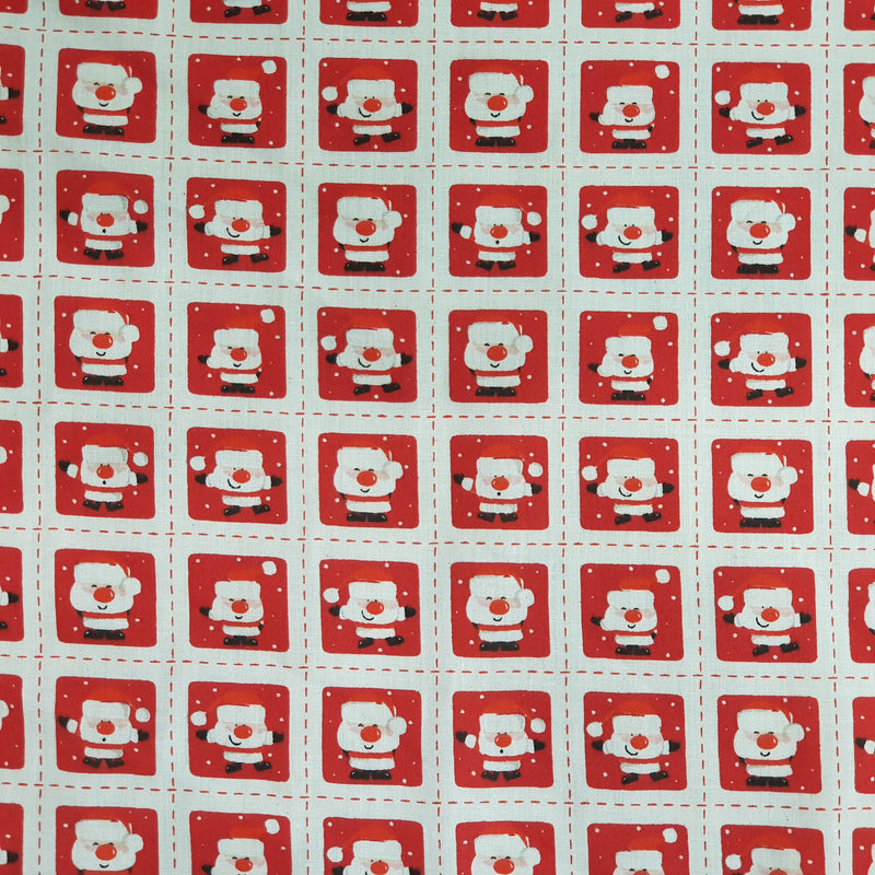 Santa Stamps Print Xmas Polycotton Fabric