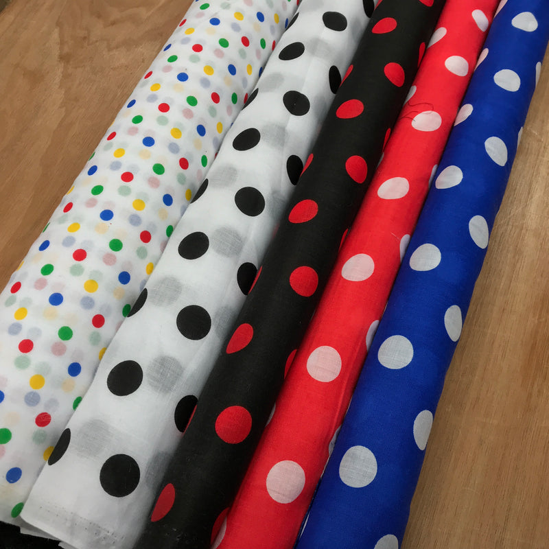 Polka Dot Spots Print Poly Cotton Dress Costumes Fabric