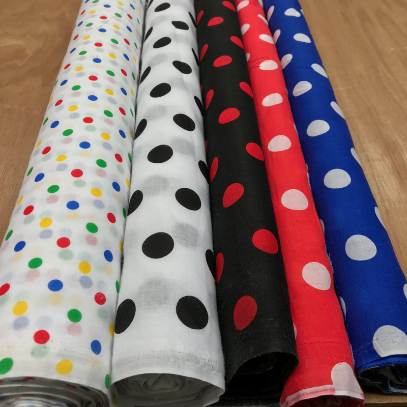 Polka Dot Spots Print Poly Cotton Dress Costumes Fabric