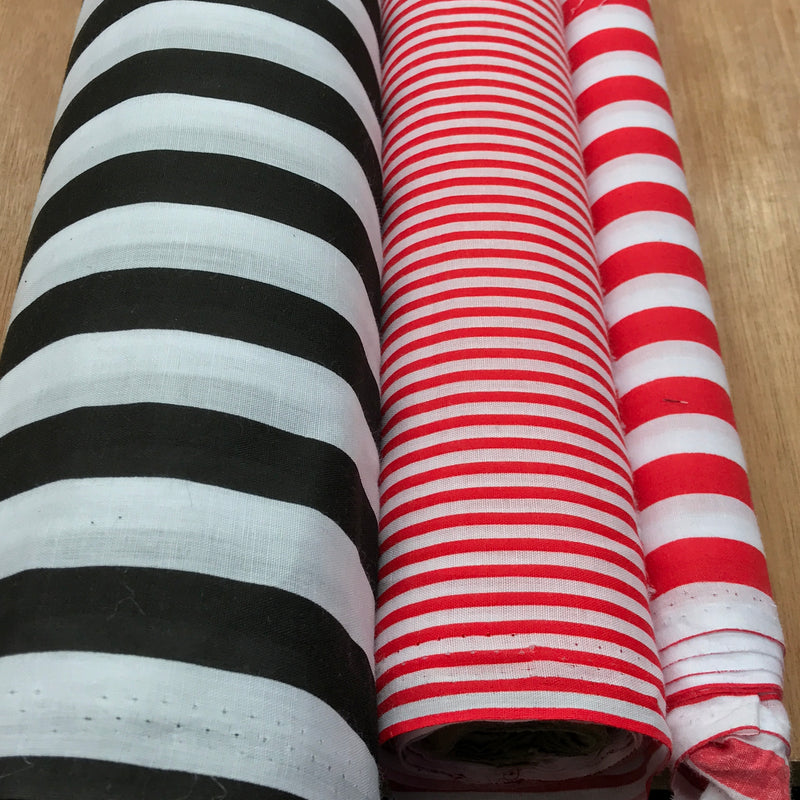 Fun Striped Poly Cotton Dress Fabric