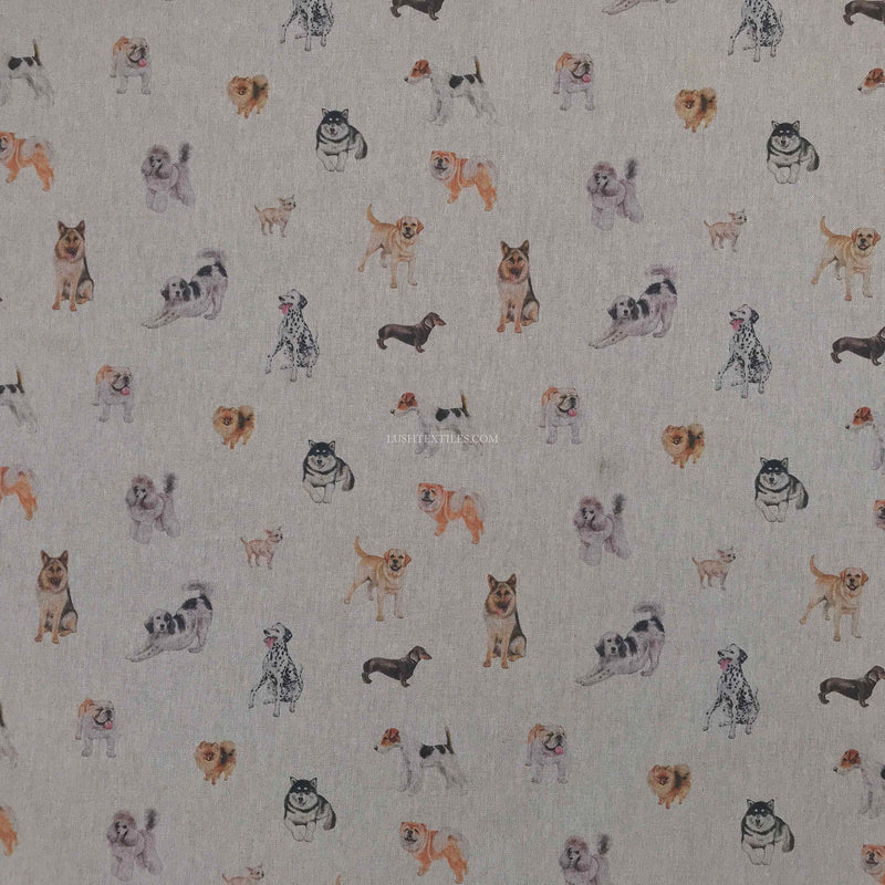 Show Dogs Digital Print Linen Cotton Canvas Furnishing Fabric