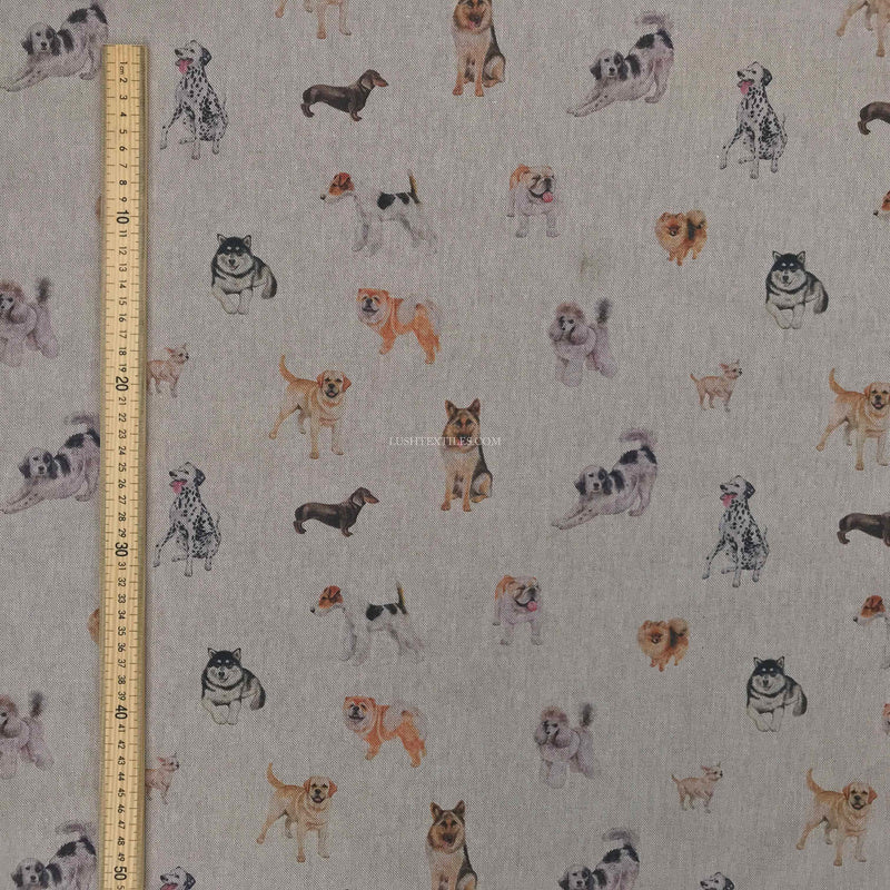 Show Dogs Digital Print Linen Cotton Canvas Furnishing Fabric