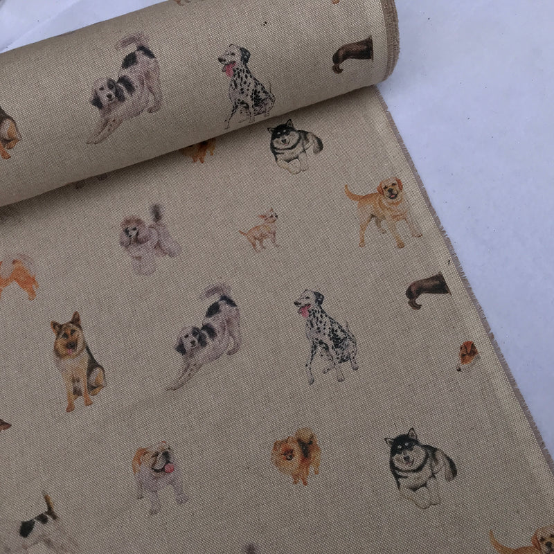 Show Dogs Digital Print Linen Cotton Canvas Furnishing Fabric