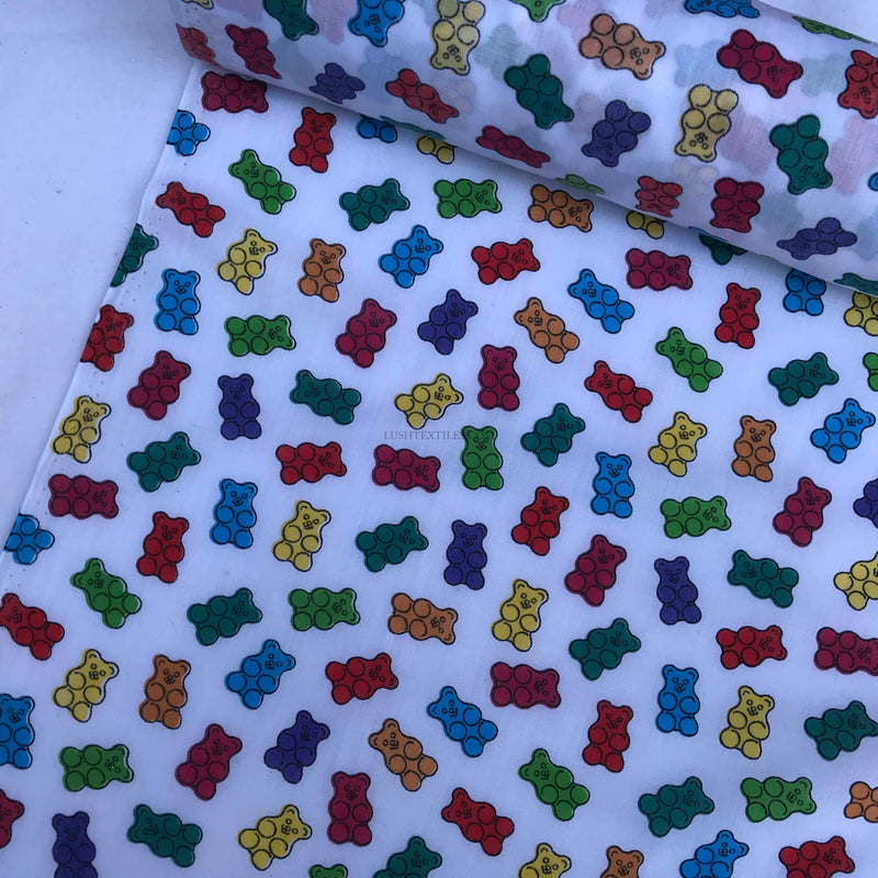 Jelly babies Sweets Kids Polycotton Fabric