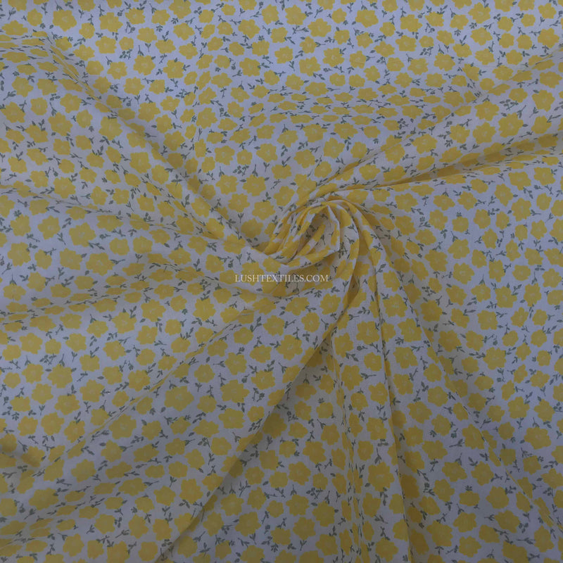 Small Yellow Poppy Print Polycotton Fabric