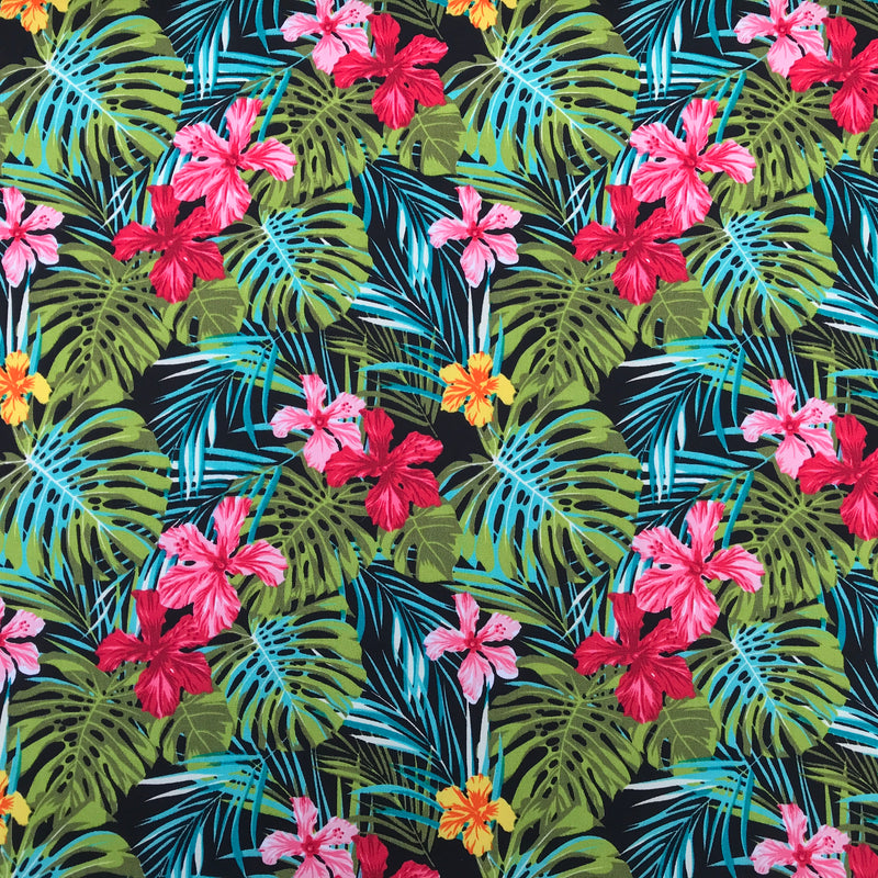 Hawaiian Flowers Cotton Poplin Rose & Hubble Shirts Dress Fabric