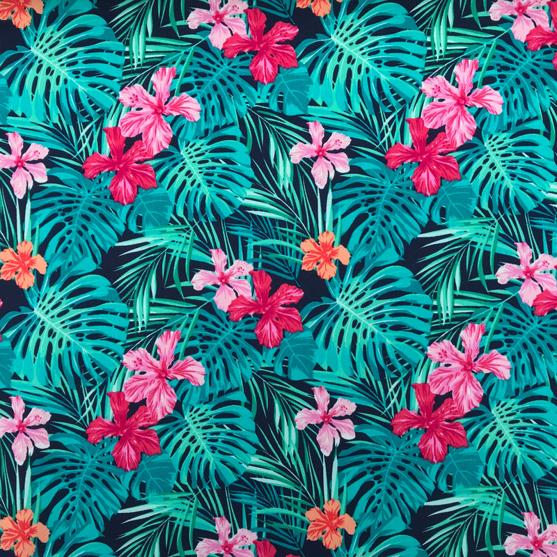 Hawaiian Flowers Cotton Poplin Rose & Hubble Shirts Dress Fabric