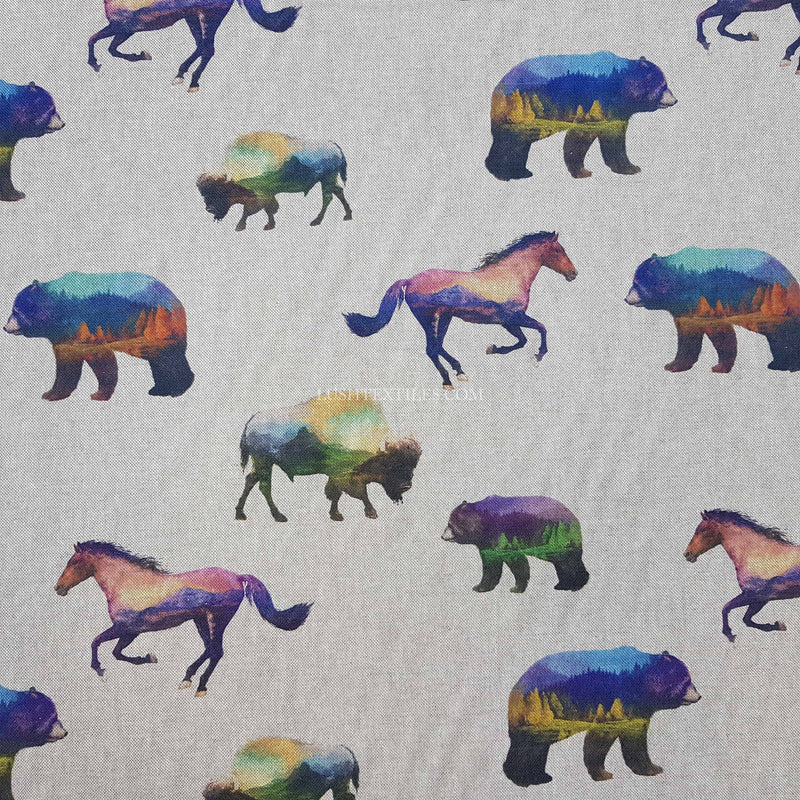 Digital Print Linen Wild Animals Cotton Fabric